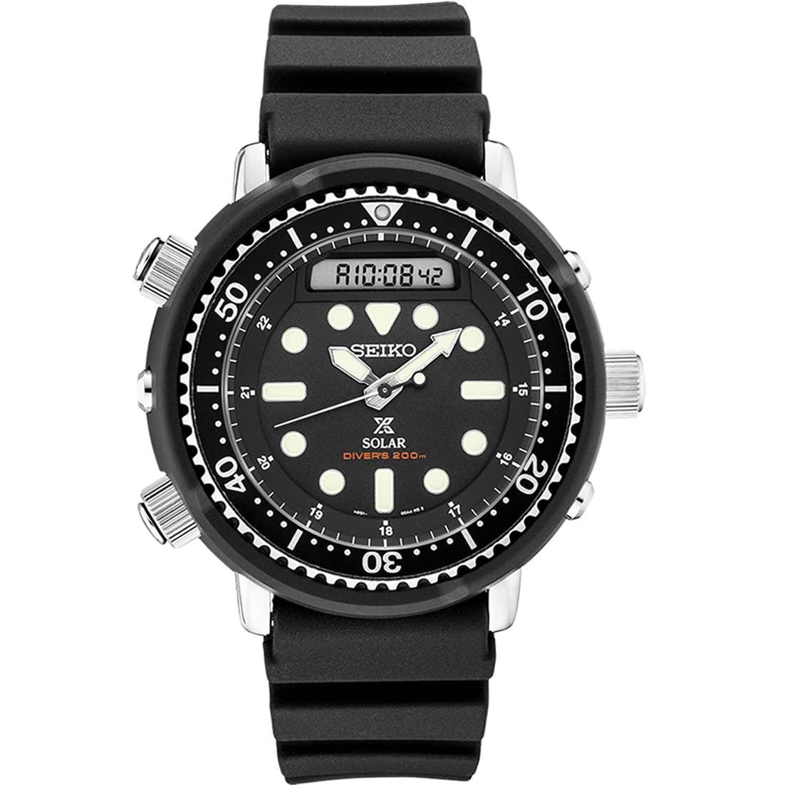 Seiko SNJ025 Prospex Hybrid Dive Watch Solar Black Dial Men